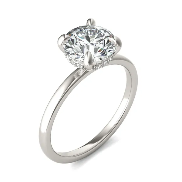 Round Custom Hidden Halo Classic Engagement Ring Setting